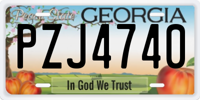 GA license plate PZJ4740