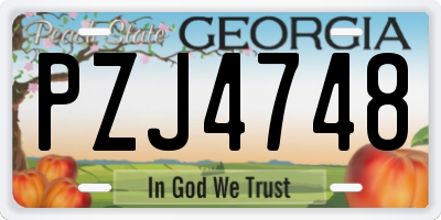 GA license plate PZJ4748
