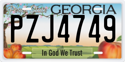 GA license plate PZJ4749