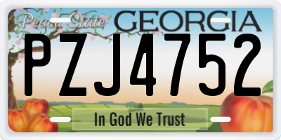 GA license plate PZJ4752