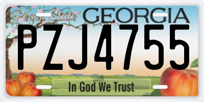 GA license plate PZJ4755