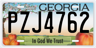 GA license plate PZJ4762