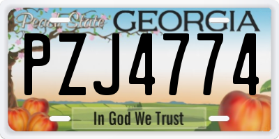 GA license plate PZJ4774