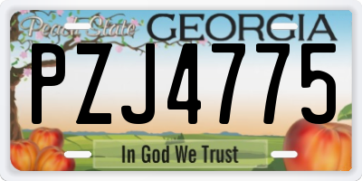 GA license plate PZJ4775