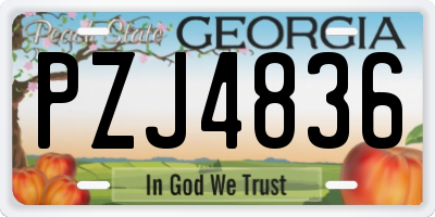 GA license plate PZJ4836