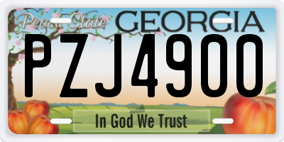 GA license plate PZJ4900
