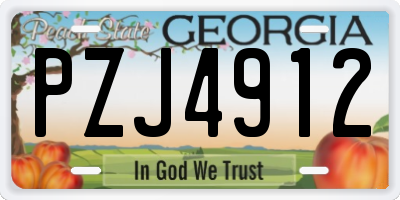 GA license plate PZJ4912