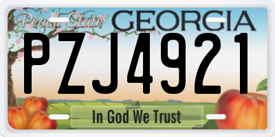 GA license plate PZJ4921