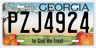 GA license plate PZJ4924