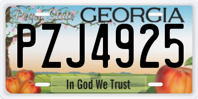 GA license plate PZJ4925