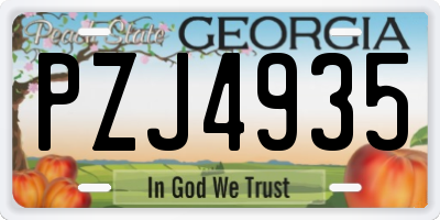 GA license plate PZJ4935