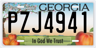 GA license plate PZJ4941