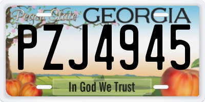 GA license plate PZJ4945