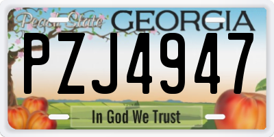 GA license plate PZJ4947