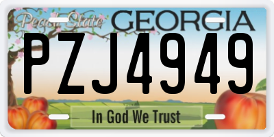 GA license plate PZJ4949