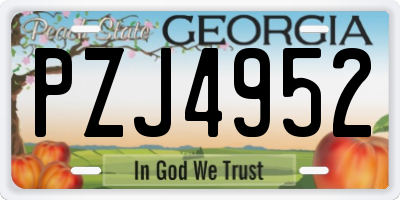 GA license plate PZJ4952