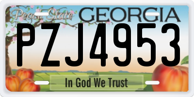 GA license plate PZJ4953
