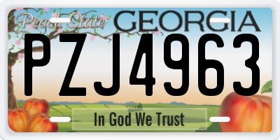 GA license plate PZJ4963