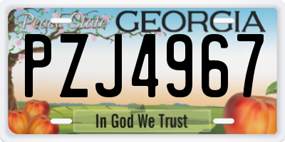 GA license plate PZJ4967