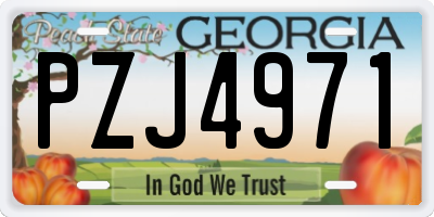 GA license plate PZJ4971