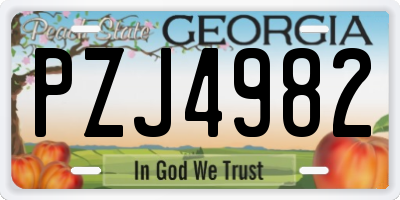 GA license plate PZJ4982