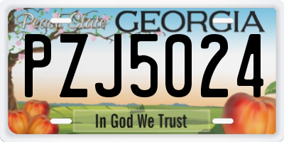 GA license plate PZJ5024