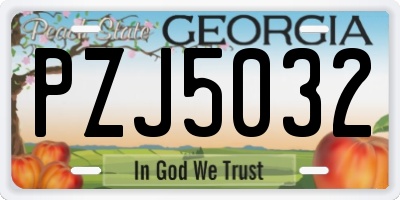 GA license plate PZJ5032