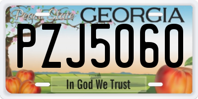 GA license plate PZJ5060