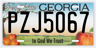 GA license plate PZJ5067