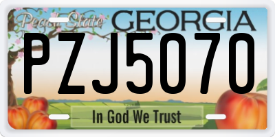 GA license plate PZJ5070