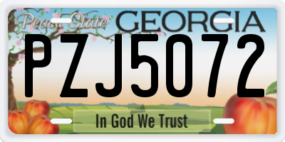 GA license plate PZJ5072