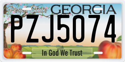 GA license plate PZJ5074