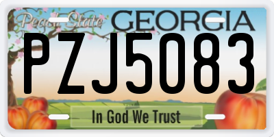 GA license plate PZJ5083