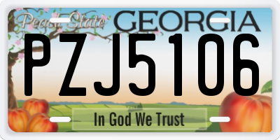 GA license plate PZJ5106