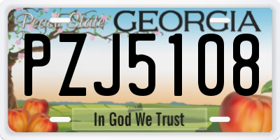 GA license plate PZJ5108