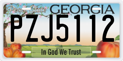 GA license plate PZJ5112