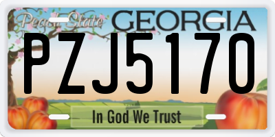 GA license plate PZJ5170