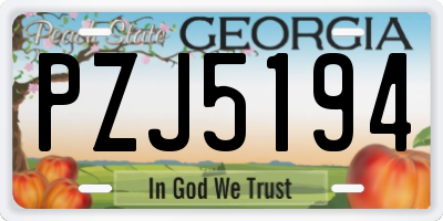 GA license plate PZJ5194