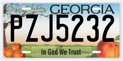 GA license plate PZJ5232