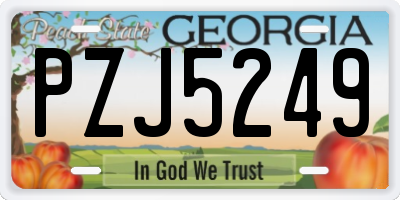 GA license plate PZJ5249