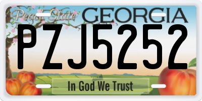 GA license plate PZJ5252
