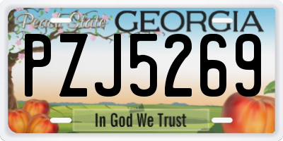 GA license plate PZJ5269