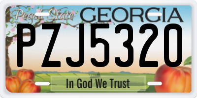 GA license plate PZJ5320