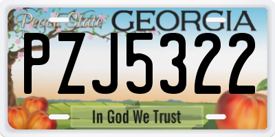 GA license plate PZJ5322