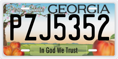 GA license plate PZJ5352