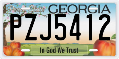 GA license plate PZJ5412