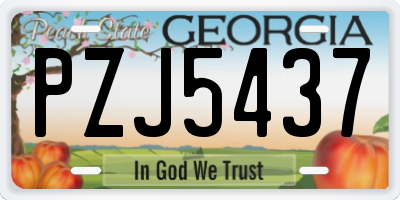 GA license plate PZJ5437
