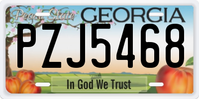 GA license plate PZJ5468