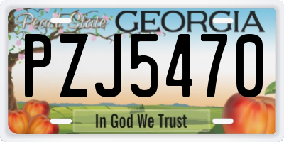 GA license plate PZJ5470