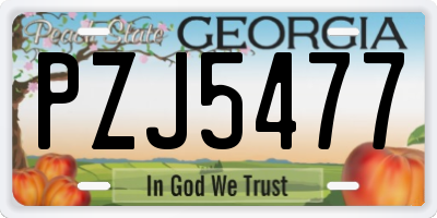 GA license plate PZJ5477